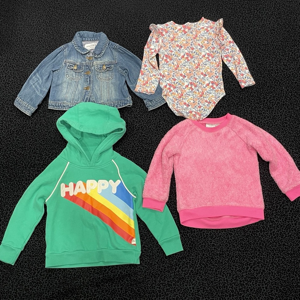 Baby Girls Bundle Outfit Set Lot Of 4 Gap Denim Jacket Little Bird Hoodie 12-18M